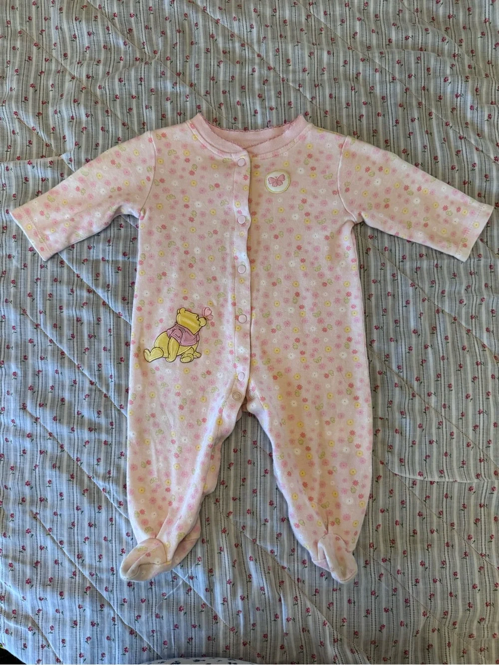 Disney Pink Footed One-Piece Sleeper with Winnie the Pooh Accent